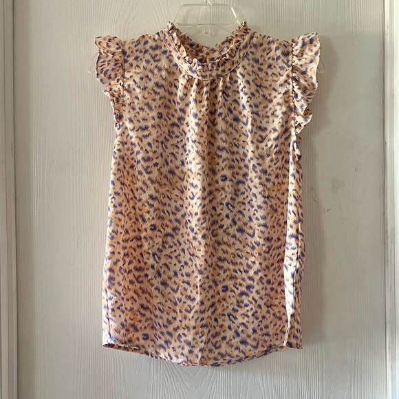 THML Sheer Pink and Purple Ruffle Sleeve Blouse - Picture 3 of 10